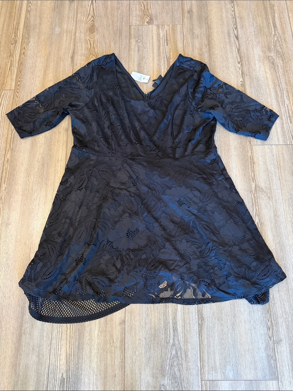 Lane Bryant Black Lace A-Line Long Sleeve Dress